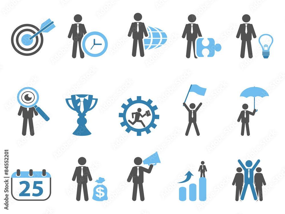 business metaphor icons set blue series business metaphor icons set blue series