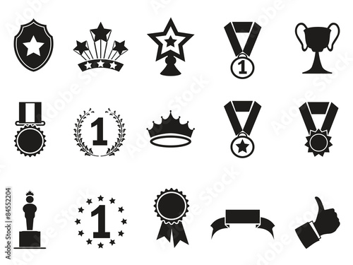 black award icons set