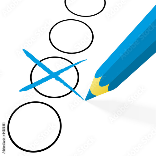 blue pencil with cross