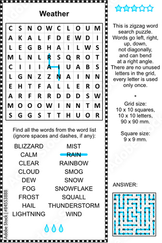 Weather wordsearch puzzle
