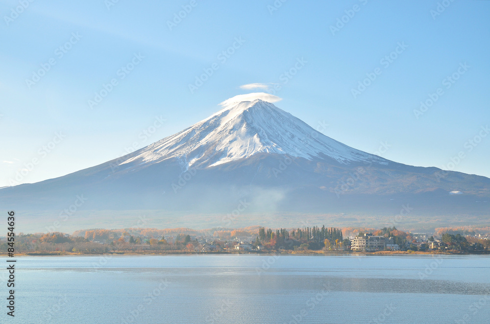 Mount fuji in autumn at kawaguchiko lake japan