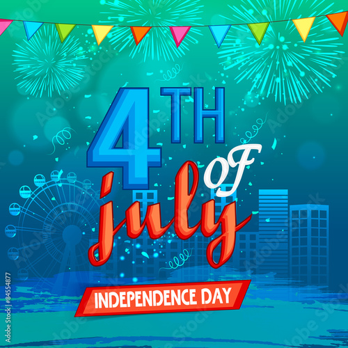 Stylish text for American Independence Day celebration.