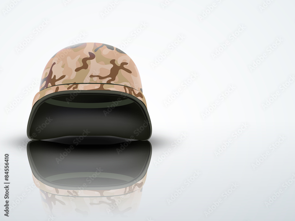 Fototapeta premium Light Background Military helmet with camo pattern