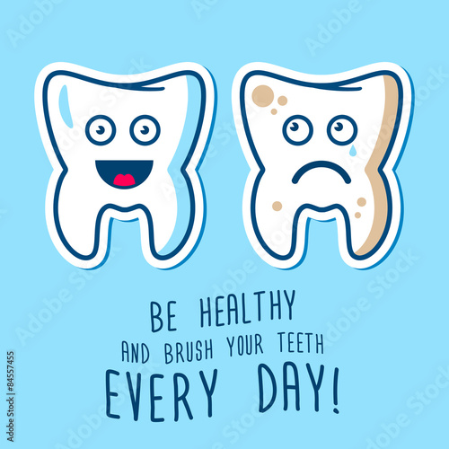 Healthy and ill teeth illustration