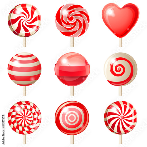 Set of red lollipops