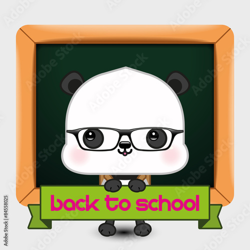 Fototapeta Naklejka Na Ścianę i Meble -  Back to School Panda Vector Illustration