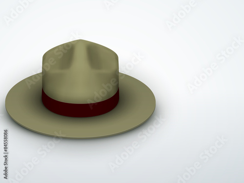 Light background Ranger hat khaki green color. Vector Illustration