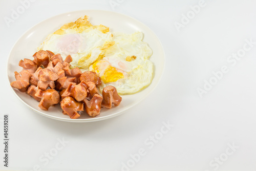 Fried egg and sausage.