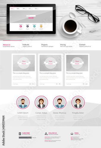 One Page Website Template and Business Still Life.