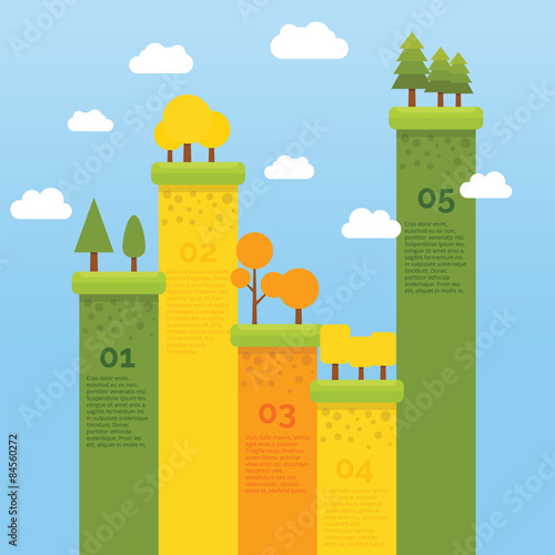 Infographic with mountain hill and tree on top