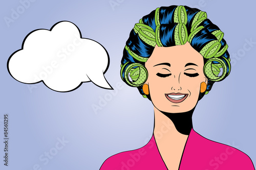 Woman with curlers in their hair
