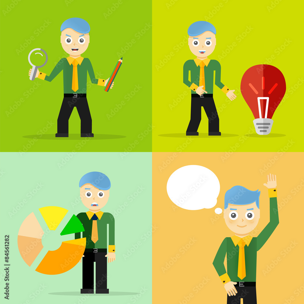 Set of businessman pose character concepts Set of businessman pose character concepts