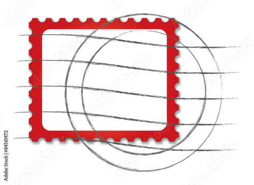 Briefmarkenvorlage mit Stempel in Rot