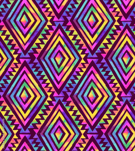 seamless geometric tribal pattern with rainbow colors. 