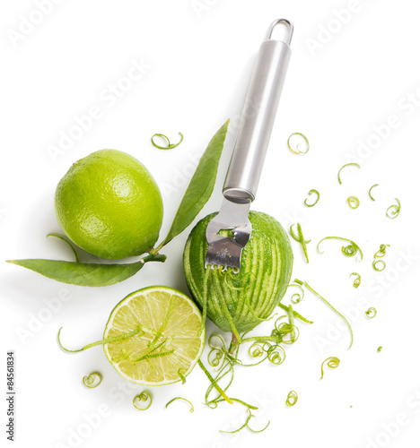 Lime zesting, view from above
