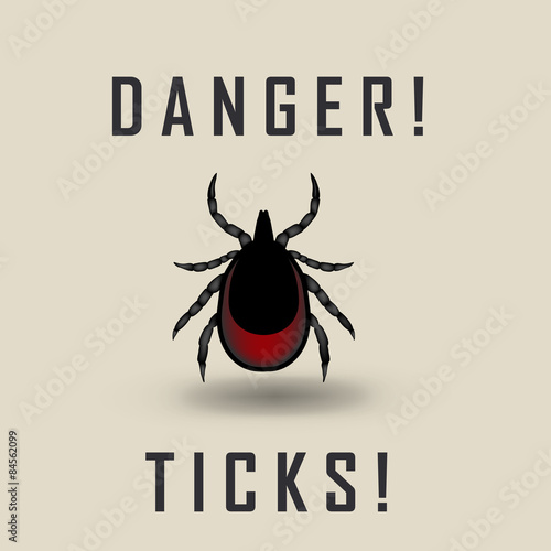 vector image of a tick drunk the blood - tick stop sign