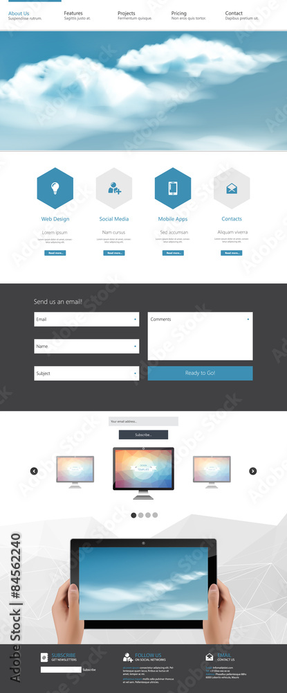One Page Website Template and Header Designs One Page Website Template and Header Designs