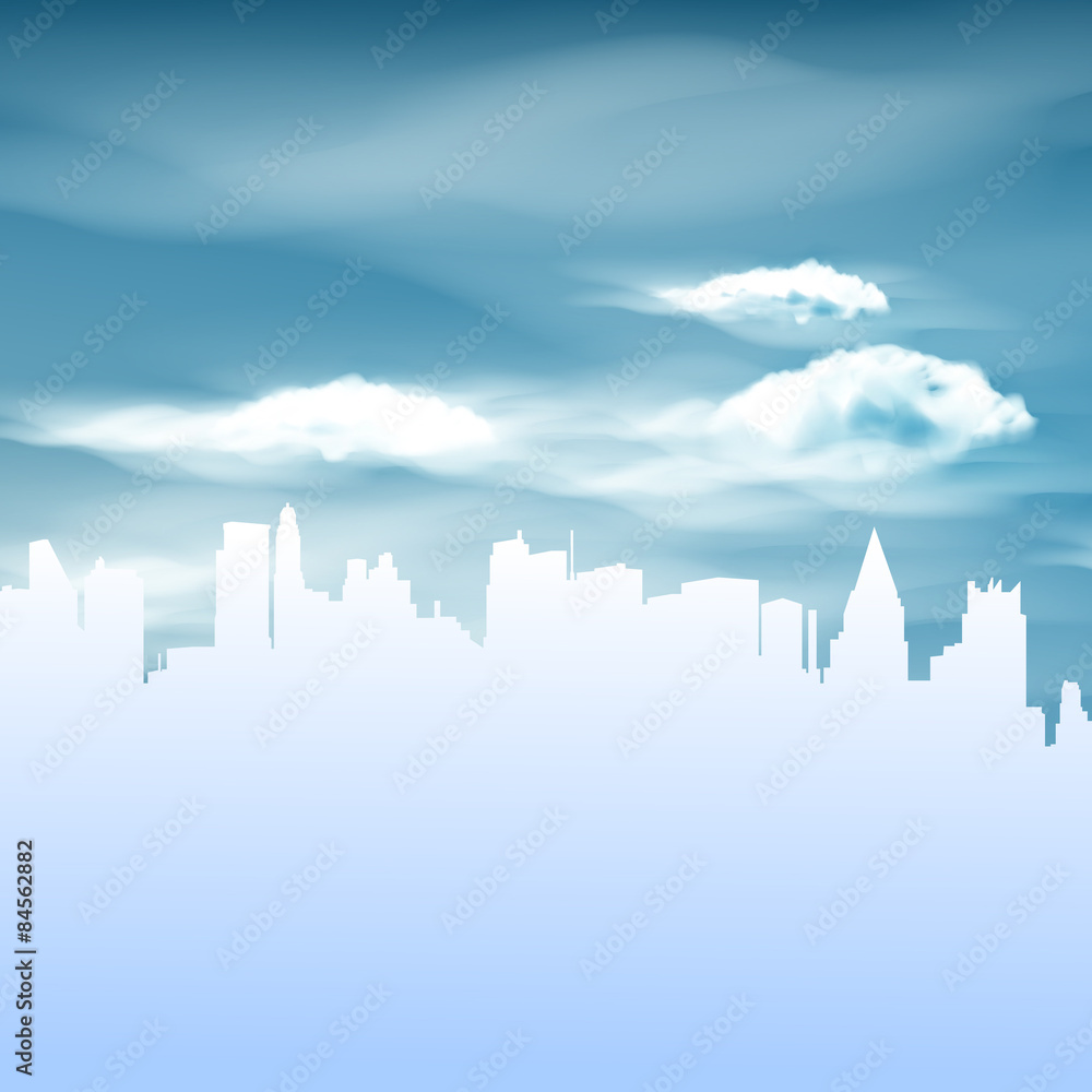 Illustration of City and Blue Sky background 