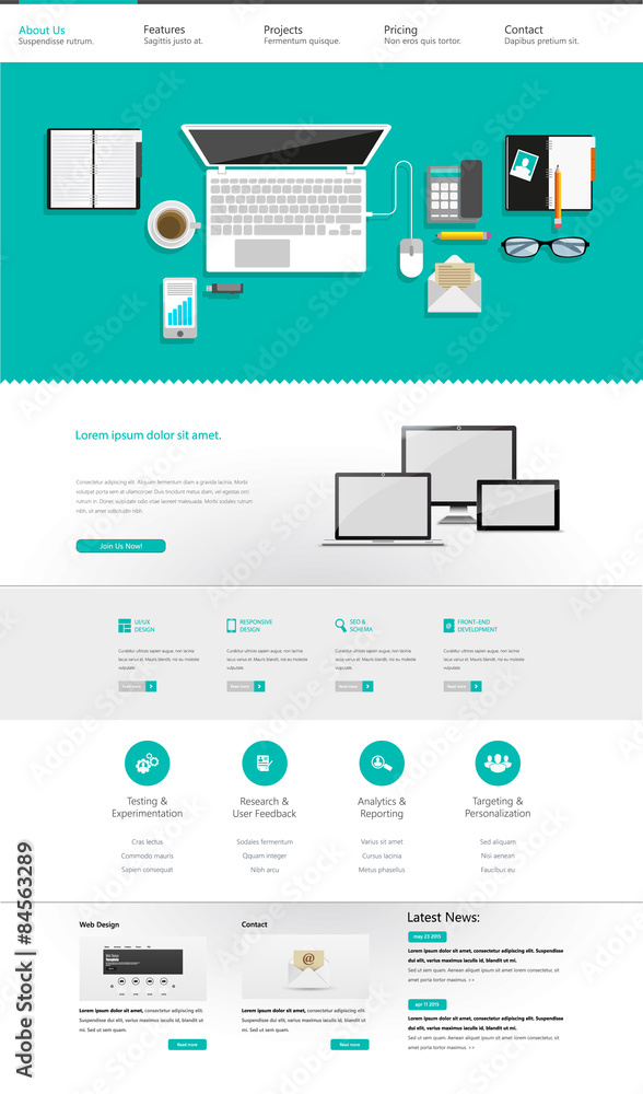 Flat Website Template Vector Eps 10 Flat Website Template Vector Eps 10