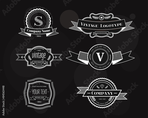Hipster vector vintage logo elements set