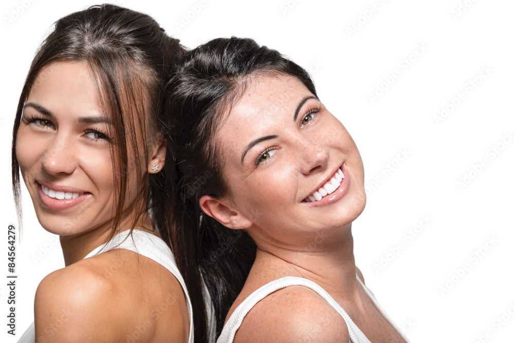 Portrait of two beautiful happy young woman Portrait of two beautiful happy young woman