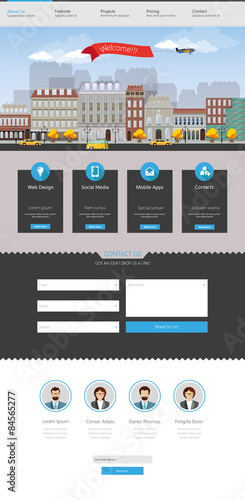 Modern flat website template design 