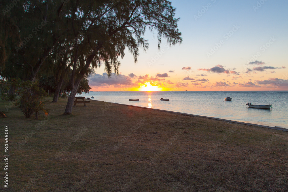 coucher de soleil sur Anse aux Anglais, Rodrigues 