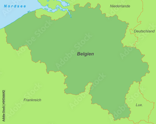 Belgien in grün (beschriftet) - Vektor