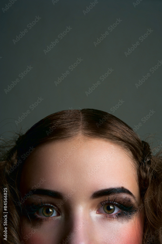 Beauty brunette on dark background Beauty brunette on dark background