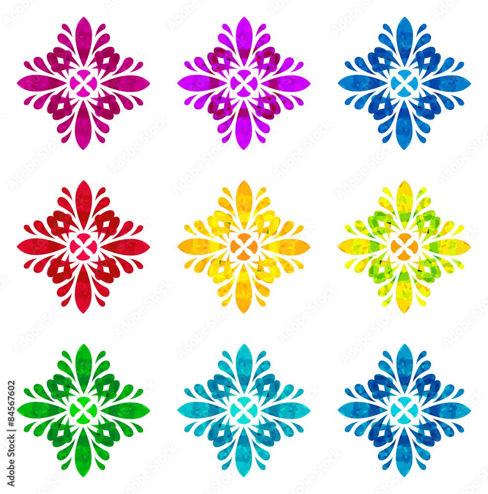 Watercolour pattern - Set of nine abstract flowers Watercolour pattern - Set of nine abstract flowers