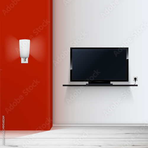 empty room with tv minimal illustration, Vector.