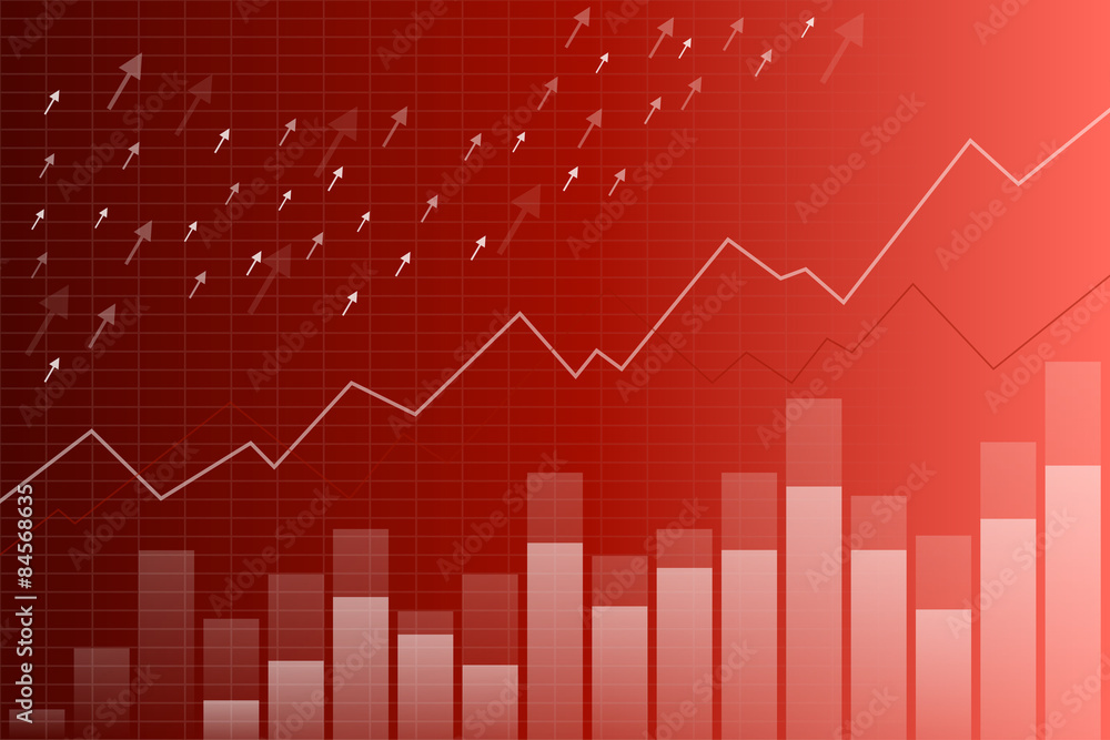 Red graph arrows abstract background Red graph arrows abstract background