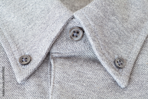 Close - up Grey cotton shrit collar