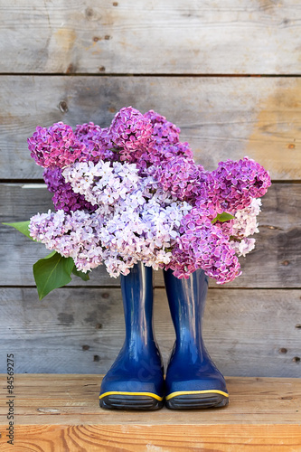 Lilac Bouquet and rubber boots