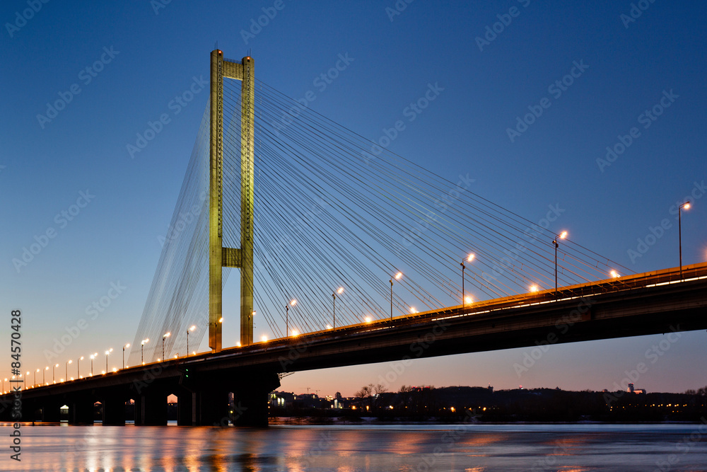 South subway bridge in evening, Kiev