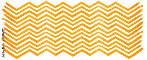Orange watercolor zigzag pattern on white background