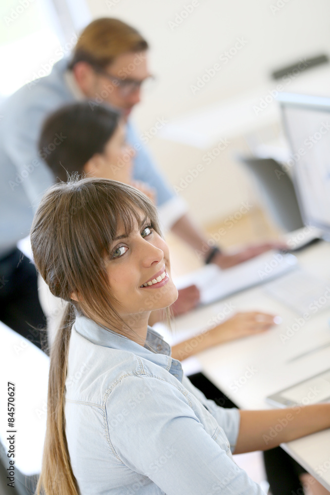 Portrait of young businesswoman working in office Portrait of young businesswoman working in office