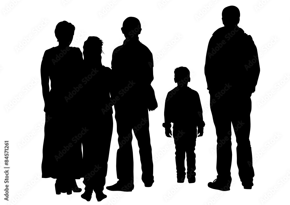 Families people with little child on white background