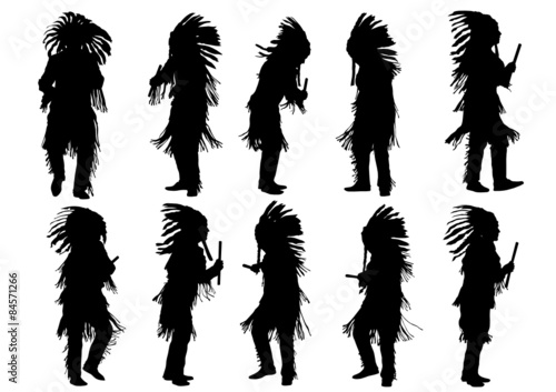 Silhouettes of Indian musical instruments on a white background