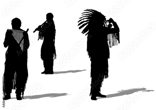 Silhouettes of Indian musical instruments on a white background