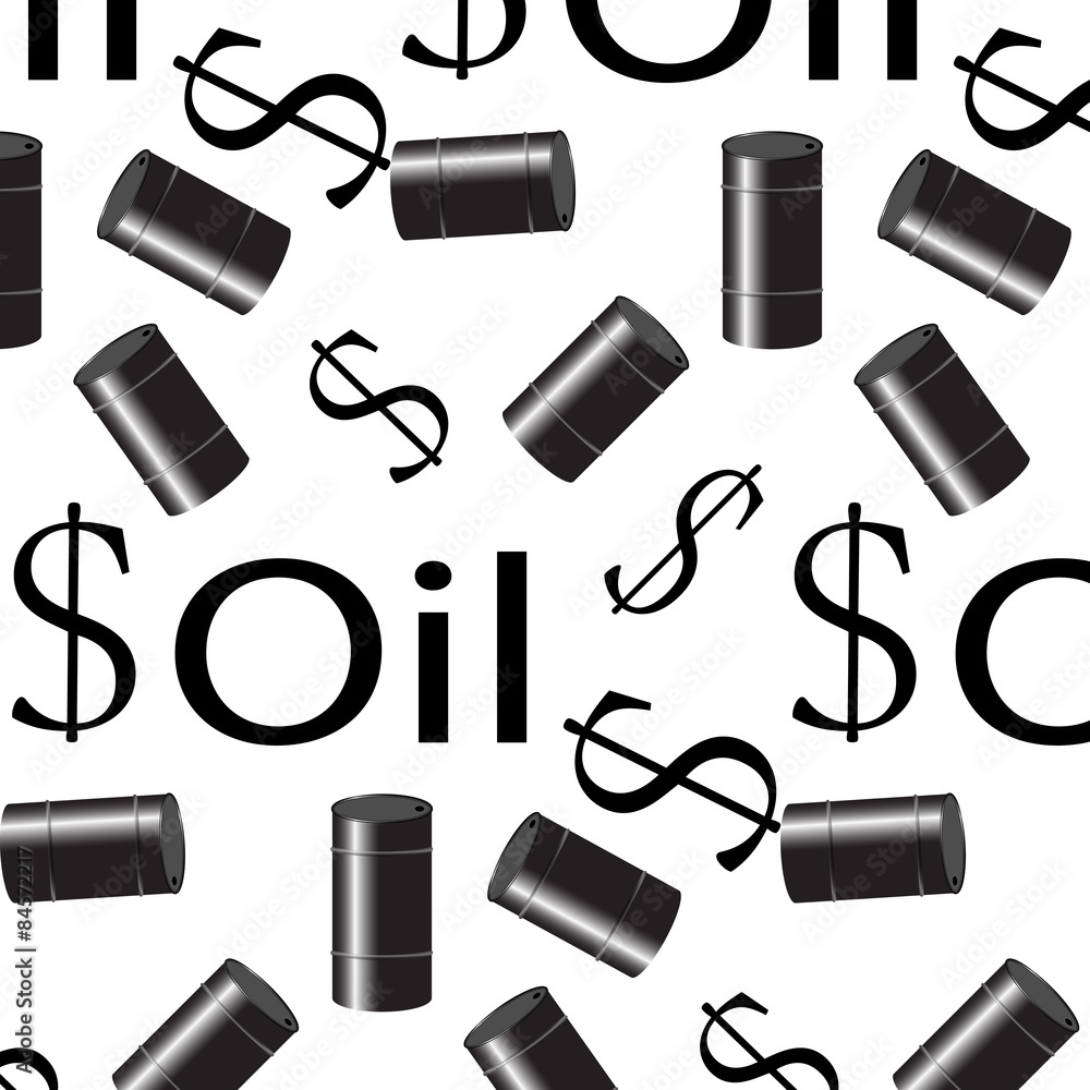 Oil seamless pattern. Money and barrel Oil seamless pattern. Money and barrel