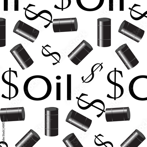 Oil seamless pattern. Money and barrel