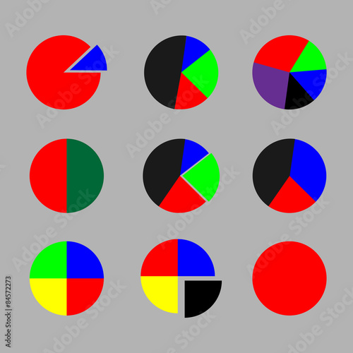Set of pie chart color flat