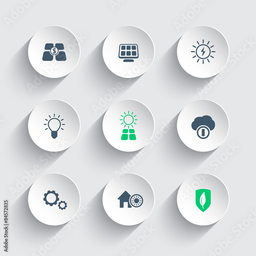 Solar energy round modern icons, vector illustration, eps10