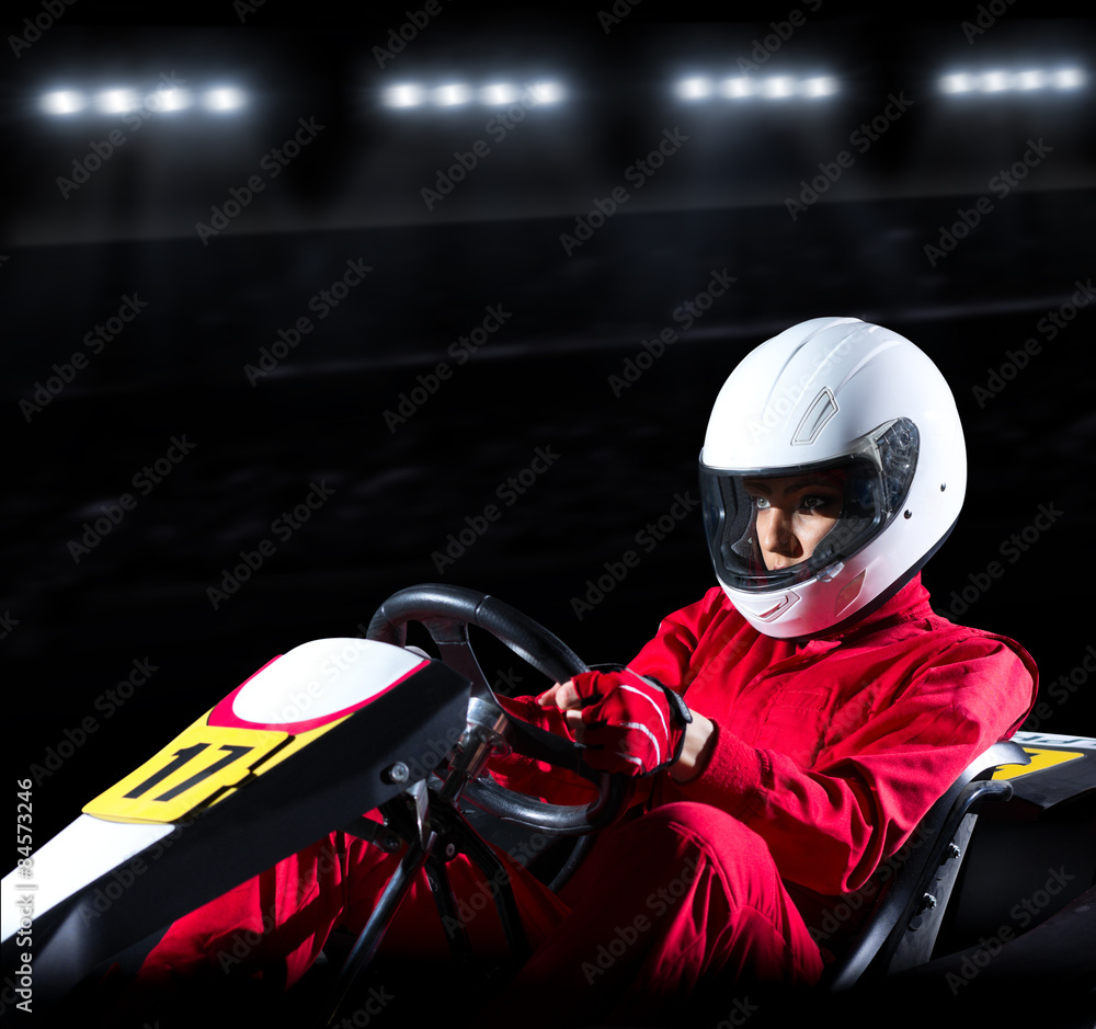 Young woman karting racer