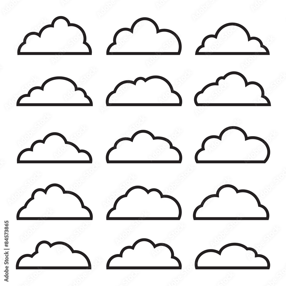 Set of Blue Vector Design Elements. Clouds. Set of Blue Vector Design Elements. Clouds.