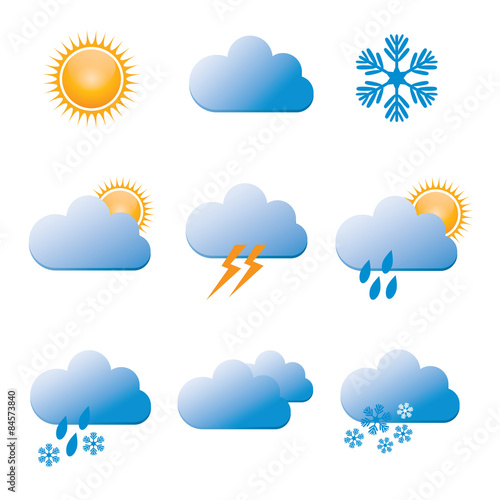 Set of Vector Color Weather Icons.