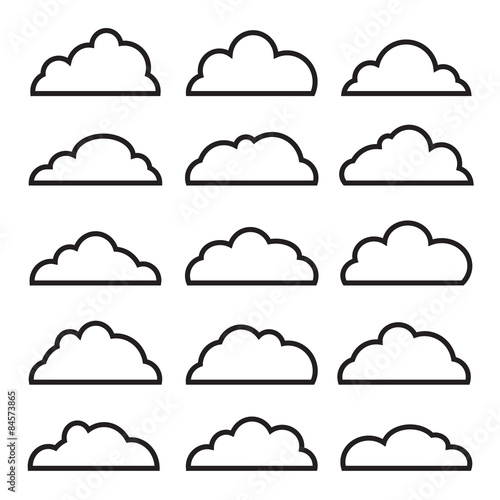 Set of Blue Vector Design Elements. Clouds.