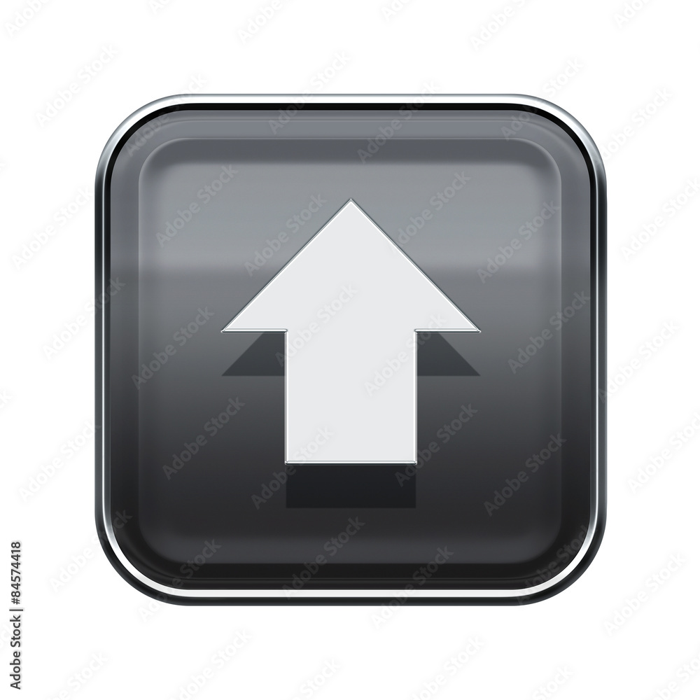 Arrow up icon glossy grey, isolated on white background Arrow up icon glossy grey, isolated on white background