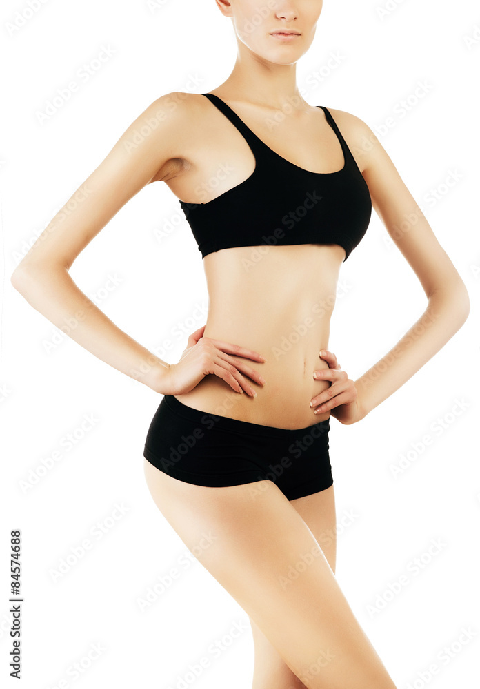 slim woman in black lingerie slim woman in black lingerie